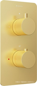 Смеситель термостат для душа встраиваемый в стену, на 2 потребителя, (цв.шлифованное золото),  ZZ Aqueduto Aceno ACE0250