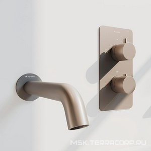 Смеситель термостат для душа встраиваемый в стену, на 2 потребителя, (цв.оружейная сталь),  ZZ Aqueduto Aceno ACE0245