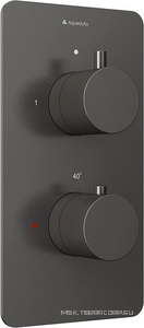 Смеситель термостат для душа встраиваемый в стену, на 2 потребителя, (цв.оружейная сталь),  ZZ Aqueduto Aceno ACE0245