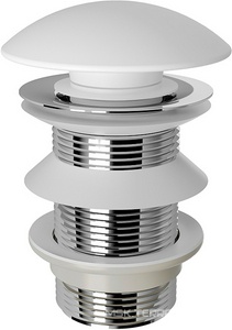 Донный клапан для сливного отверстия раковин/биде без перелива, Push-Open, G 1 1/4, (крышка слива керамика цв.белый матовый), Aqueduto Aqueduto Универсал RAL0120