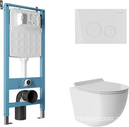 Компл.: унитаз подвесн.,смыв Tornado, 480х360мм, цв.белый глянц., сиденье с микрол,, инстал.д/унит, крепёж, клавиша смыва CIRCULO цв.белый гл., ZZ Aqueduto Ovo AQDS085T