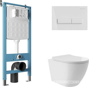 Компл.: унитаз подвесн,смыв Tornado,520х365мм,цв.белый глянц.,сиденье с микрол, инстал.д/унит,крепёж, клавиша смыв RETANGULO цв.белый гл.,  ZZ Aqueduto Ovo Plus AQDS128T