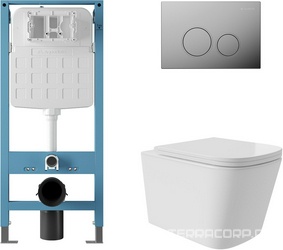 Компл.: унитаз подв.,безободк,Tornado 520х365мм,цв.белый гл, сиденье с микролиф,,инстал. д/унит., крепёж, клавиша смыва Circulo цв.хром,  ZZ Aqueduto Macio Plus AQDS145T