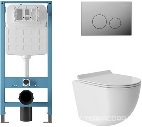 Компл.: унитаз подв.,безободк,Tornado 480х360мм,цв.белый гл, сиденье с микролиф,,инстал. д/унит., крепёж, клавиша смыва Circulo цв.хром,  ZZ Aqueduto Ovo AQDS091T