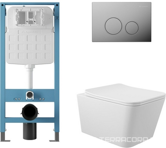 Компл.: унитаз подвесн.,безободк.Tornado 520х370мм, цв.белый глянц., сиденье с микрол,,инстал. д/унит, крепёж, клавиша смыва Circulo цв.хром,  ZZ Aqueduto Macio AQDS359T