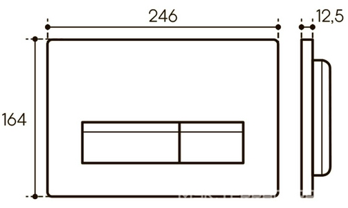Клавиша двойного смыва для инстал. д/унитаза, (пластик цв.шлифованное золото),  Aqueduto Retangulo RET0250