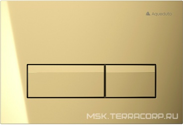 Клавиша двойного смыва для инстал. д/унитаза, (пластик цв.шлифованное золото),  Aqueduto Retangulo RET0250