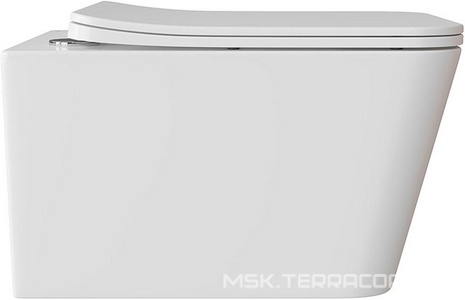 Унитаз подвесной 520х370мм, безободковый, смыв Tornado, сиденье с микролифтом, крепёж в компл., (цв.белый),  Aqueduto Macio MACT2110