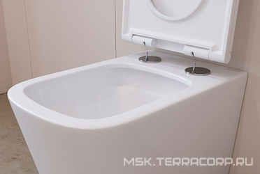 Унитаз подвесной 520х370мм, безободковый, смыв Tornado, сиденье с микролифтом, крепёж в компл., (цв.белый),  Aqueduto Macio MACT2110