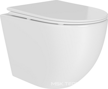 Унитаз подвесной 480х360мм, безободковый, смыв Tornado, сиденье с микролифтом, крепёж в компл., (цв.белый глянец),  Daily Aqueduto Ovo OVOTD2210