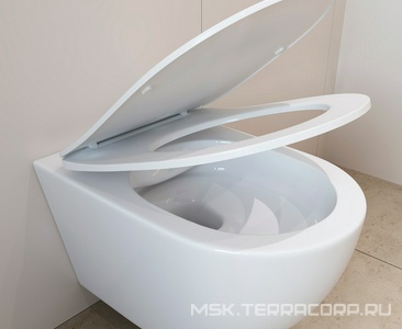 Унитаз подвесной 480х360мм, безободковый, смыв Tornado, сиденье с микролифтом, крепёж в компл., (цв.белый глянец),  Daily Aqueduto Ovo OVOTD2210