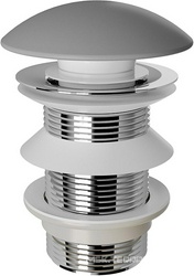 Донный клапан для сливного отверстия раковин/биде без перелива, Push-Open, G 1 1/4, (крышка слива керамика цв.серый матовый), Aqueduto ZZ Aqueduto Универсал RAL0130