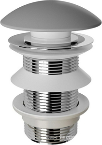 Донный клапан для сливного отверстия раковин/биде без перелива, Push-Open, G 1 1/4, (крышка слива керамика цв.серый матовый), Aqueduto ZZ Aqueduto Универсал RAL0130