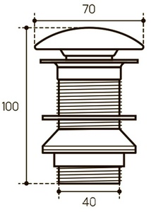 Донный клапан для сливного отверстия раковин/биде без перелива, Push-Open, G 1 1/4, (крышка слива керамика цв.черный матовый), Aqueduto Aqueduto Универсал RAL0140