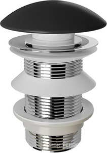 Донный клапан для сливного отверстия раковин/биде без перелива, Push-Open, G 1 1/4, (крышка слива керамика цв.черный матовый), Aqueduto Aqueduto Универсал RAL0140