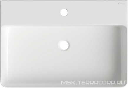 Раковина подвесная / накладная, прямоуг, 590x420хh125мм, 1 отв.д/смесит., с переливом, (цв.белый глянец),  ZZ Aqueduto Espiral ESP0510