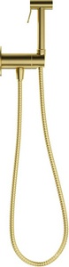 Смеситель совмещённый с гигиеническим душем, готовый комплект: лейка, шланг, скрытая часть, прогрессивный картридж, (цв.шлифованное золото),  ZZ Aqueduto PUREZA PUR0150