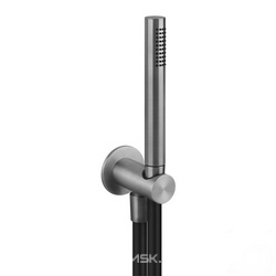 Душевой комплект: лейка, шланг 150см, кронштейн совмещ.с подводом воды, (цв. Steel Brushed), Gessi 316 ZZ Gessi Flessa 54023 239
