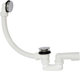 Слив-перелив для ванны, полуавтомат, клик-клак, 55см, (пластик цв.белый/хром), Plastbrno ZZ Plastbrno Универсал EVK0150