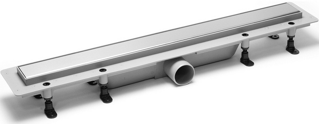 Дренажн.канал 550мм, готов.компл, сифон d50 вых.вбок,60л/мин,затвор(сухой/гидро),мин h монтаж 65мм, 2х стор.решетка цв.стальной/под плитку, Plastbrno DESIGN 4 SZA4550