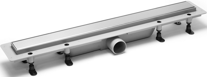 Дренажн.канал 850мм, готов.компл, сифон d50 вых.вбок,60л/мин,затвор(сухой/гидро),мин h монтаж 65мм, 2х стор.решетка цв.стальной/под плитку, Plastbrno DESIGN 4 SZA4850