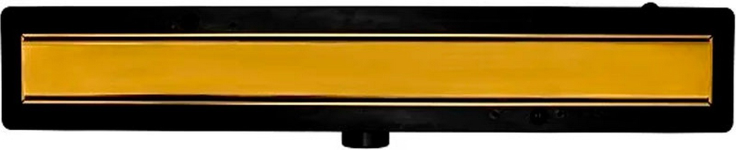 Дренажн.канал 750мм, готов.компл, сифон d50 вых.вбок,60л/мин,затвор(сухой/гидро),мин h монтаж 65мм, 2х стор. цв.матов.золото/под плитку, ZZ Plastbrno DESIGN 4 SZH9750