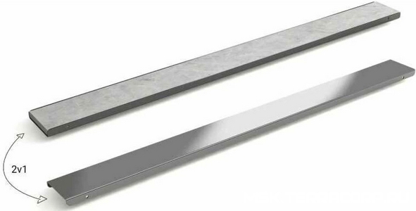 Дренажн.канал 750мм, готов.компл, сифон d50 вых.вбок,60л/мин,затвор(сухой/гидро),мин h монтаж 65мм, 2х стор.решетка цв.стальной/под плитку, ZZ Plastbrno DESIGN 4 SZH4750