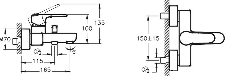 Cмеситель для ванны/душа, цвет хром Vitra Root Round A42725EXP