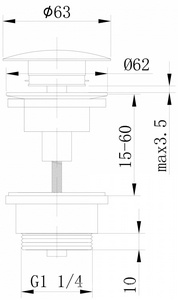 Донный клапан для сливного отверстия раковин/биде без перелива, клик-клак, G 1 1/4, (цв.золото матовое), Abber ZZ Abber Универсал AF0011G