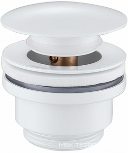 Донный клапан для сливного отверстия раковин/биде без перелива, клик-клак, G 1 1/4, (цв.белый глянец), Abber ZZ Abber Универсал AF0011W