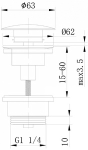 Донный клапан для сливного отверстия раковин/биде без перелива, клик-клак, G 1 1/4, (цв.белый глянец), Abber ZZ Abber Универсал AF0011W