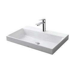 Раковина накладная (полувстраиваемая) на столешницу, прямоугольная 700х460хh167(70)мм, с 1 отв.д/смесит., с переливом, CeFiONtect,  ZZ Toto MH LW1617C