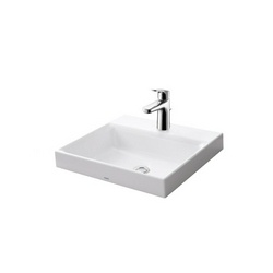 Раковина накладная (полувстраиваемая) на столешницу, прямоугольная 500х460хh167(70)мм, с 1 отв.д/смесит., с переливом, CeFiONtect,  ZZ Toto MH LW1615CB#XW