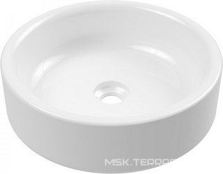 Раковина накладная на столешницу, круглая 42х42хh13см, без отв.д/смесит., без перелива, (цв.белый глянец),  ZZ Alice Idilla 48220101