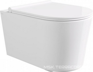 Унитаз подвесной 50х35см, безободковый, сиденье с микролифтом, крепеж в компл., (цв.белый глянец),  ZZ Alice Form 22300101SET