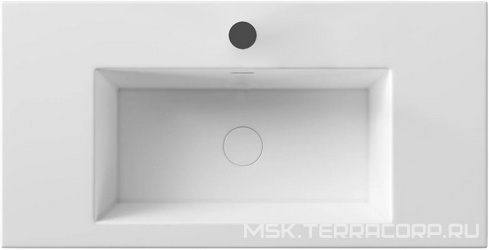 Раковина подвесная/накладная на столешницу 120х50хh20см, с 1 отв.д/смесит., с переливом, без крепл., (цв.белый глянец),  ZZ Alice Kubo 35710101