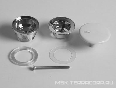 Донный клапан для сливного отверстия раковин/биде, запираемый Up&Down, универсальный, G 1 1/4, (крышка керамика цв.белый глянец), Alice ZZ Alice Универсал PIL008