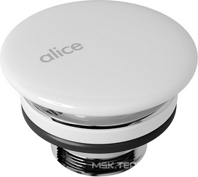 Донный клапан для сливного отверстия раковин/биде, незапираемый, универсальный, G 1 1/4, (крышка керамика цв.белый глянец), Alice ZZ Alice Универсал PIL006