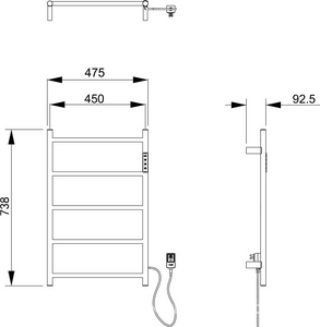 Полотенцесушитель 435xh738мм, электрический 120Вт, (цв.брашированный никель),  ZZ Wonzon & Woghand Bonn WW-AL405-BR