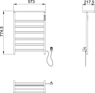 Полотенцесушитель 573xh774.5мм, электрический 140Вт, (цв.брашированный никель),  ZZ Wonzon & Woghand Essen WW-A403-BR