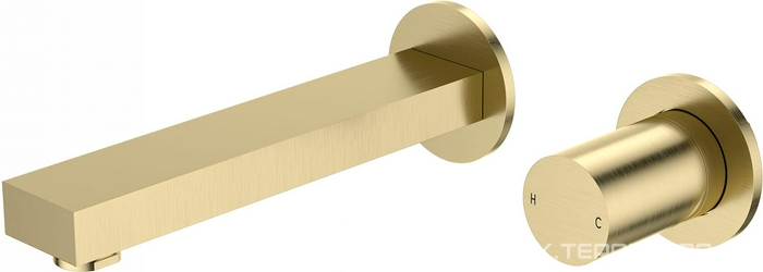 Смеситель для раковины, встраиваемый в стену, излив 180мм, встраив.часть в компл., (цв.браш.золото), Wonzon & Woghand ZZ Wonzon & Woghand Универсал WW-105-BG