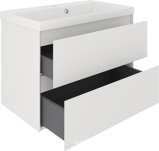 Тумба подвесная 80 см, без раковины, 2 выдвижных ящика,  цвет белый Aqua de Marco Astra 2080WСAST/H