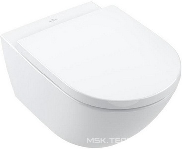 Унитаз подвесной 375x560мм, без сиденья, крепёж в компл., (цв.R1 white cer+),  ZZ Villeroy & Boch Subway 3.0 4670T0R1