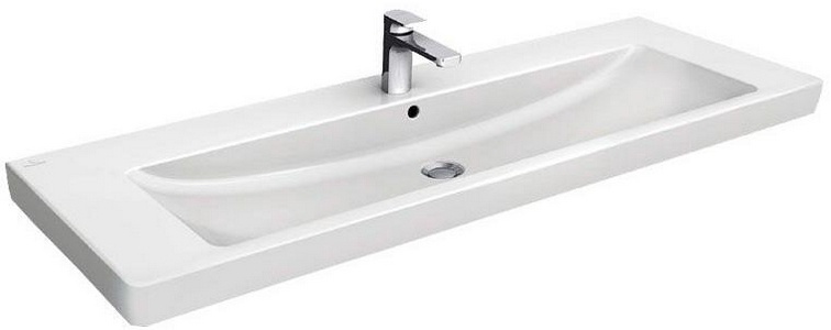 Раковина 1300х470мм, с 1 отв.д/смесит., без крепл., (цв. R1 white ceramicplus),  ZZ Villeroy & Boch Subway 2.0 7176D0R1