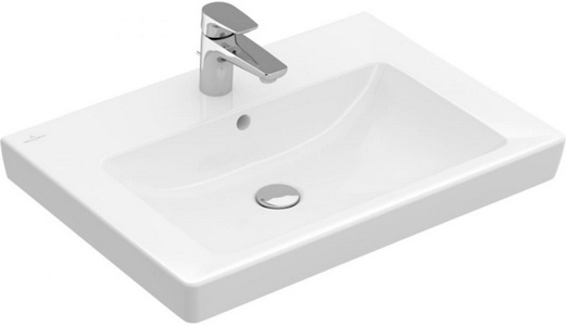 Раковина 650х470мм, с 1 отв.д/смесит., (установка на тумбу), (цв. R1 white ceramicplus),  ZZ Villeroy & Boch Subway 2.0 7113FAR1