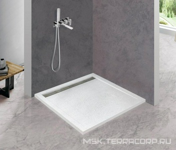 Поддон душевой 1000х1000h30мм, квадратный, без сифона арт.TRAY-AS-01, искуственный мрамор цв.белый, Cezares ZZ Cezares Универсал TRAY-AS-A-100-30-W