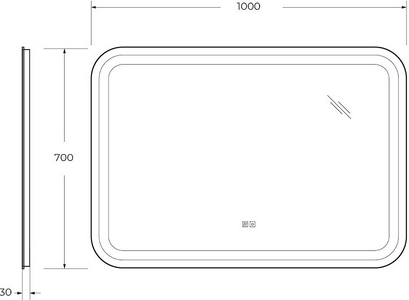 Зеркало 1000x700x30мм со встроенной подсветкой, сенсорным выключателем и подогревом,12V, 220-240V, Cezares ZZ Cezares Универсал CZR-SPC-STYLUS-1000-700-TCH-WARM