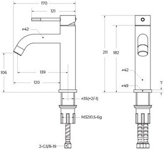 Смеситель для раковины, с д/к, (цв.брашированное золото), Relax ZZ Cezares relax RELAX-LS1-BORO