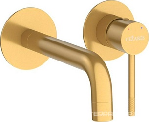 Смеситель для раковины, встраиваемый в стену, излив 200мм, (цв.брашированное золото), Relax ZZ