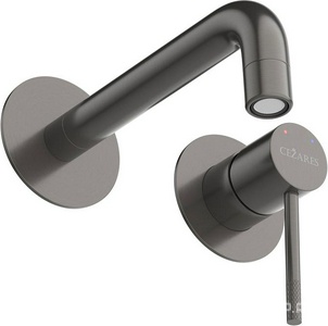 Смеситель для раковины, встраиваемый в стену, излив 200мм, (цв.оружейная сталь), Relax ZZ Cezares relax RELAX-BLI2-1-GM-W0